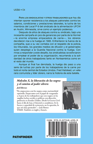 Back cover of La huelga de los obreros de la carne contra la Hormel