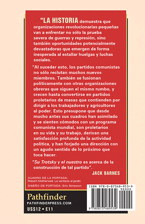 Back cover of Su Trotsky y el nuestro. Por Jack Barnes.